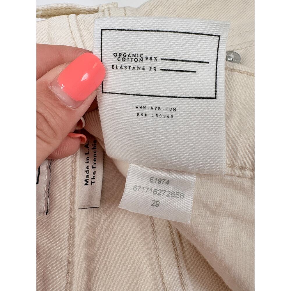 AYR The Frenchie Jeans 29 Ecru Cream Wide Straight Organic Cotton Made in USA - Picture 15 of 15